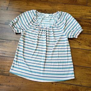 LC Lauren Conrad Balloon Sleeve Stripe Top